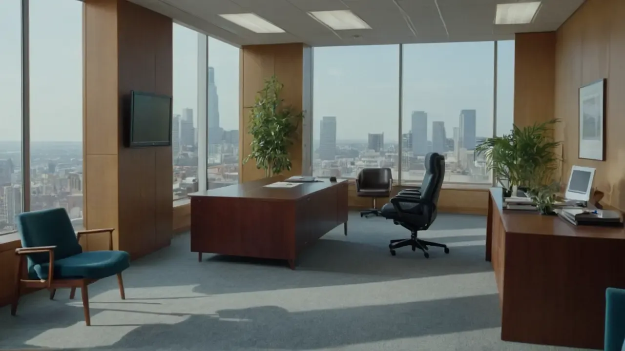 Hier ist ein möglicher Ansatz:Professionelles Büro, Licht, Ordnung, Perspektive