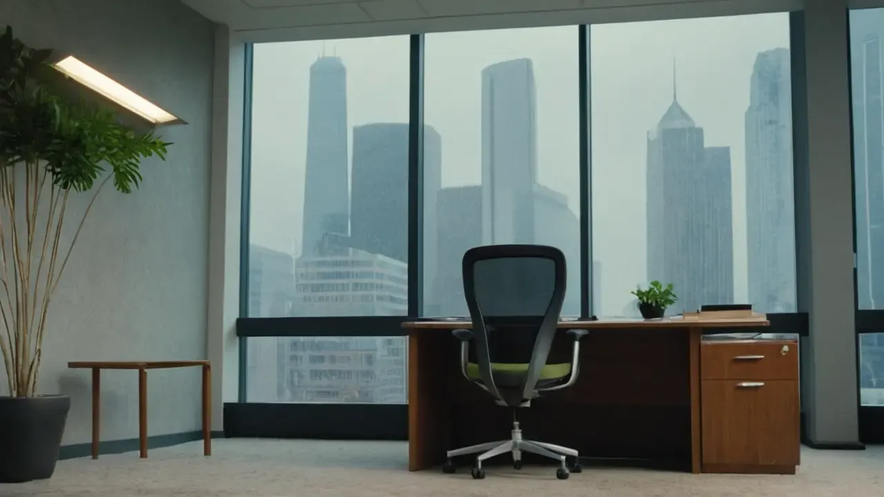 Hier ist die Antwort:Ruhevolles Büro, sanftes Licht, Konzentration