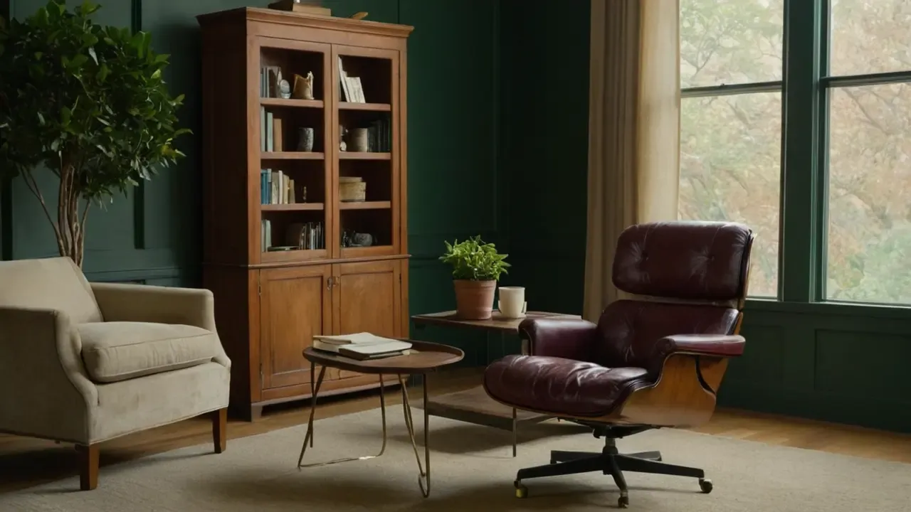 Hier ist eine kürzere Version:Ein abgenutzter Schreibtisch strahlt warmes Licht aus.(Un escritorio desgastado irradia luz cálida.)