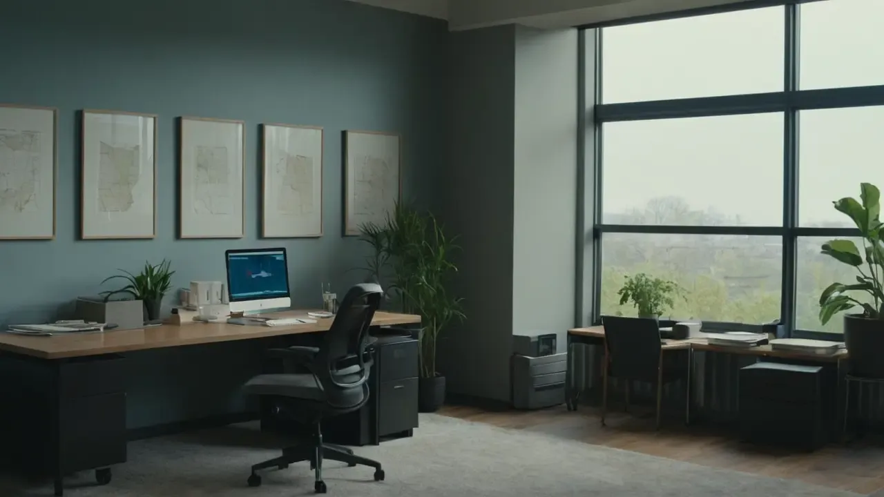 Hier ist eine kurze Beschreibung auf Deutsch:Sanfter Raum mit gedämpftem Licht und Schatten