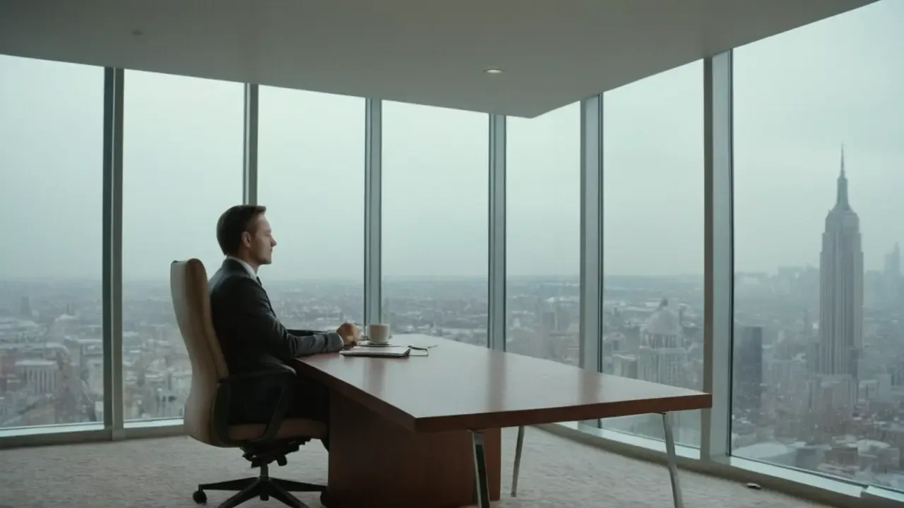 Hier ist eine mögliche Antwort:Stille Büro mit Licht und Schatten. (Oficina silenciosa con luz y sombra.)
