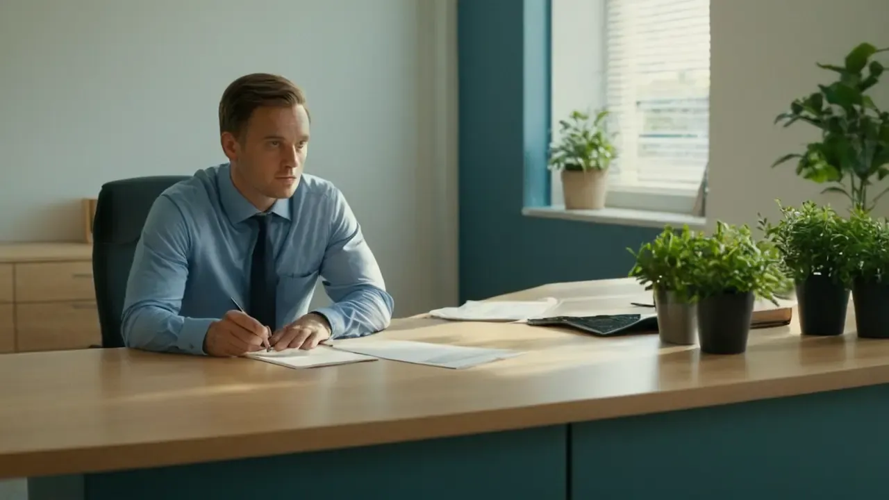 Hier ist eine mögliche Antwort:„Helles Büro mit Ruhe und Fokus.“(Brillante oficina con calma y enfoque.)