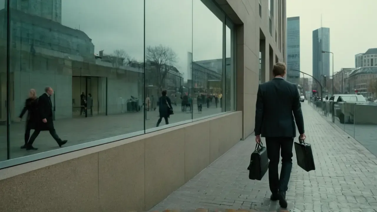 Hier ist eine kurze Antwort auf Deutsch:Frankfurter Straßenszene, diffuse Licht, Stadt. (Frankfurt street scene, diffused light, city.)