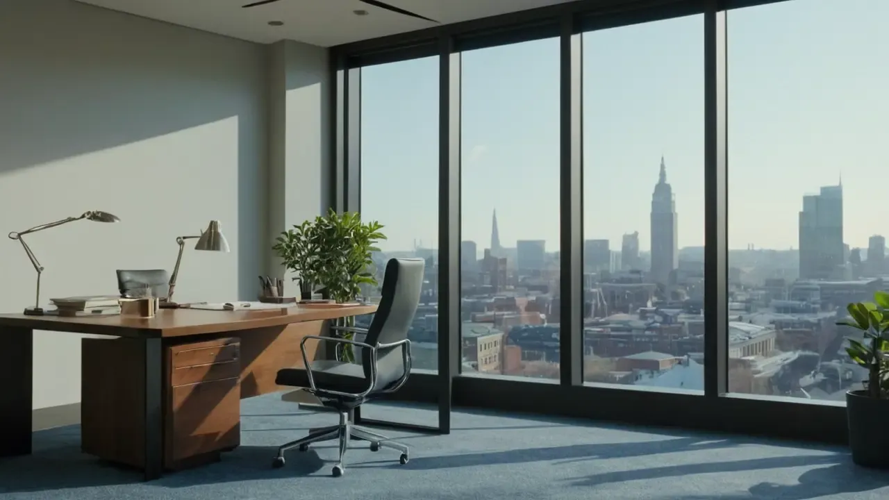 Hier ist eine kurze Antwort:Sanftes Licht erhellt ein modernes Büro. (Luz suave ilumina un espacio de oficina moderno.)