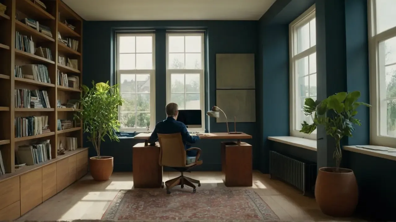 Hier ist eine Antwort:„Helles Büro: Ordnung