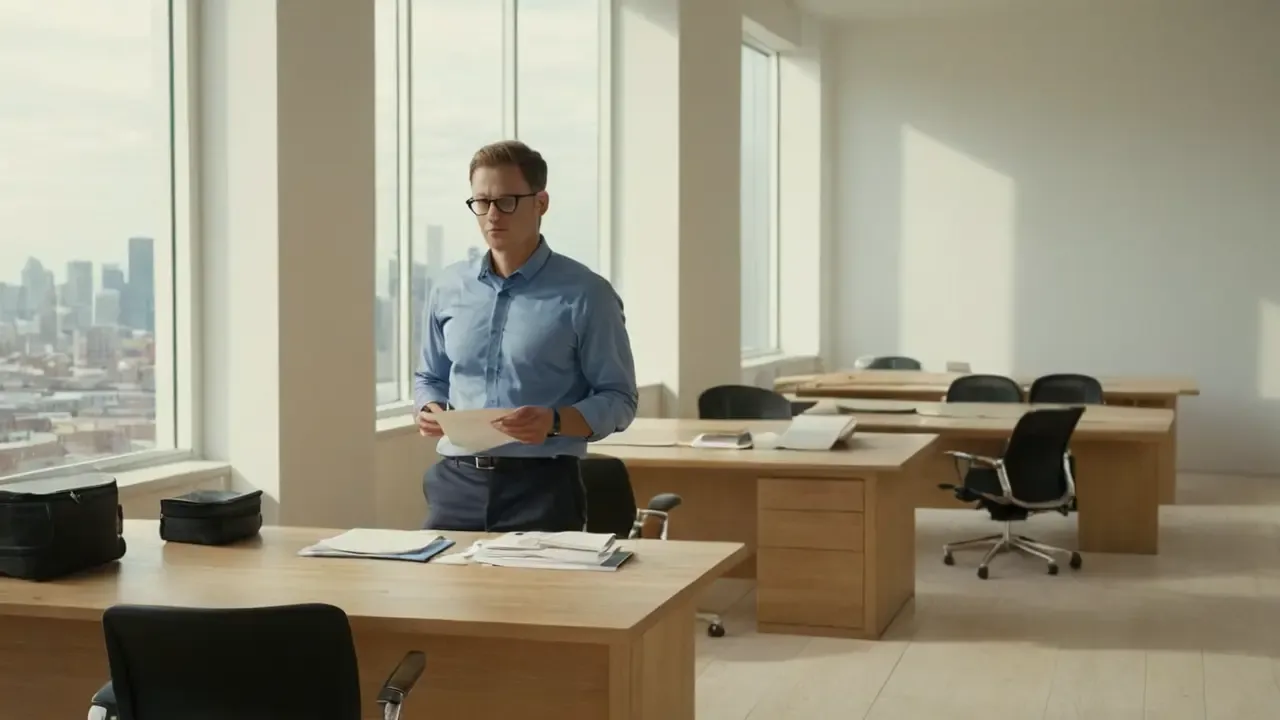 Hier ist eine prägnante Beschreibung auf Deutsch:Helles Büro mit ruhiger Atmosphäre