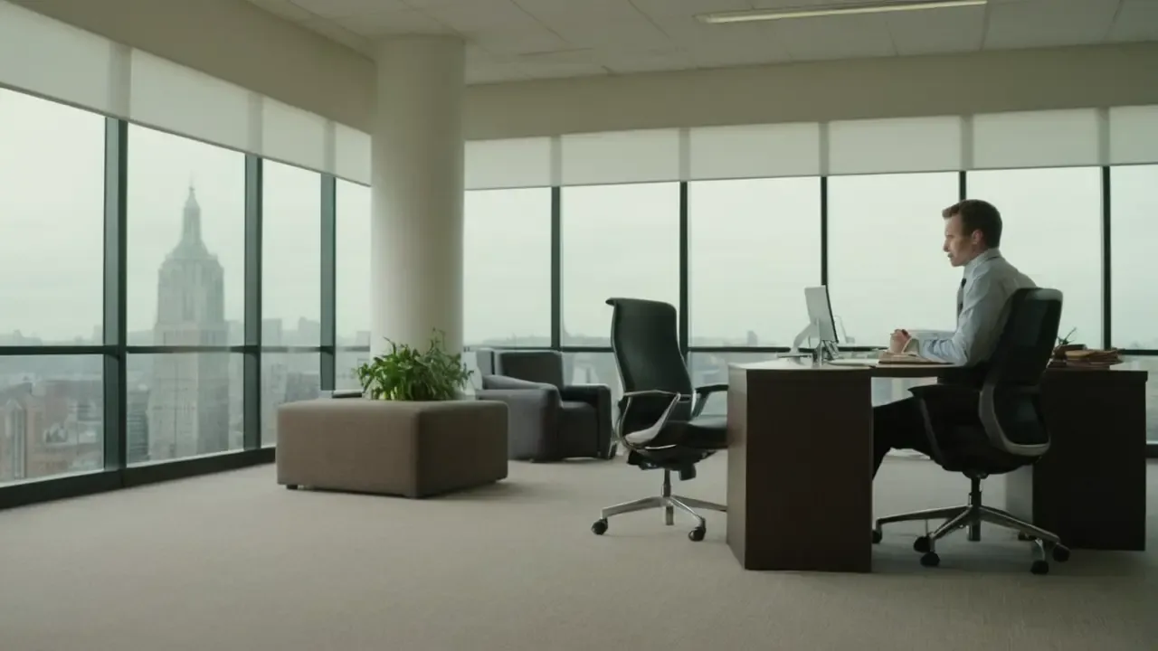 Hier ist eine kurze, präzise Antwort:Moderne Stille, Büro, bleiche Perspektive